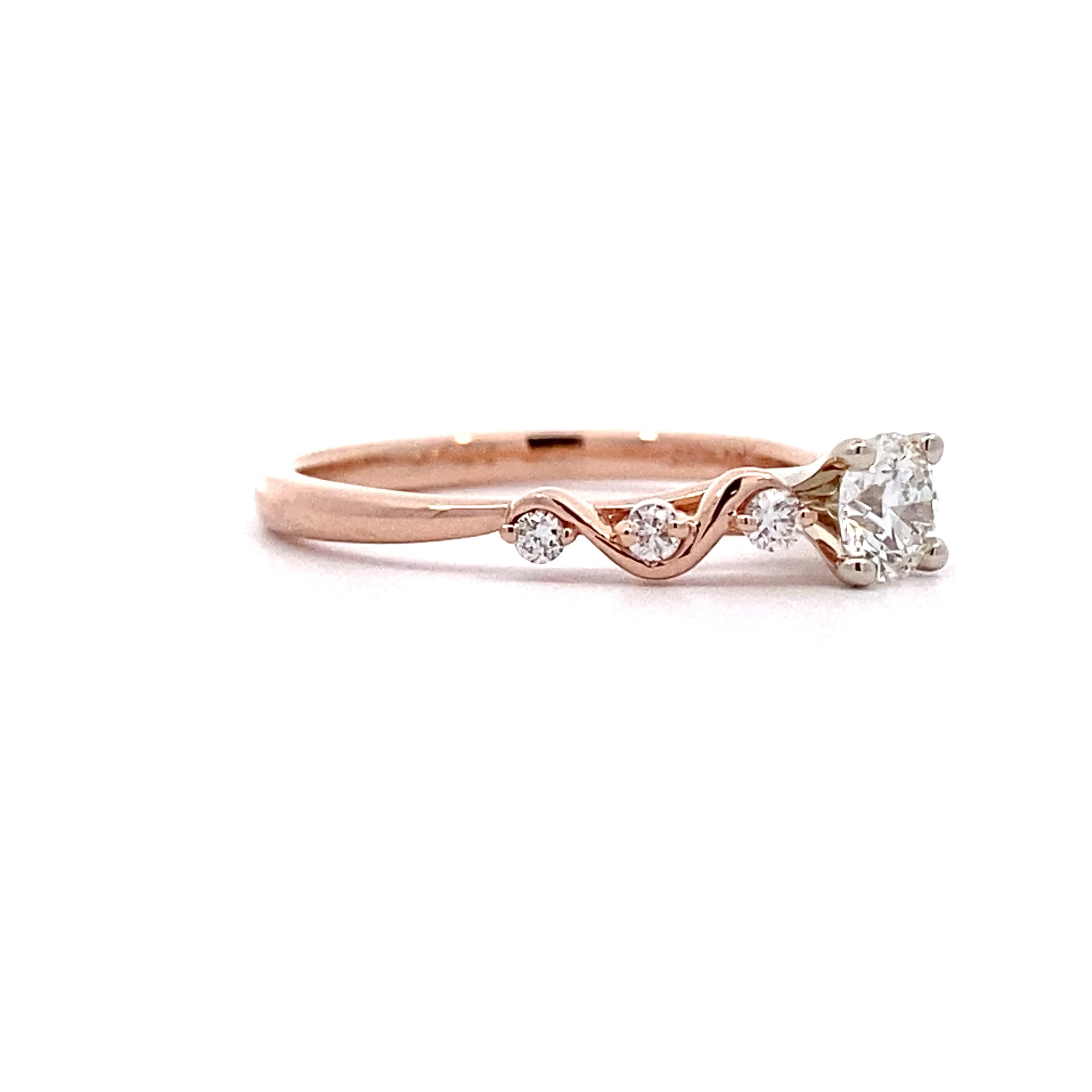 14k Rose Gold 0.47 ctw Curved Diamond Engagement Ring