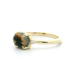 14k Yellow Gold 3 Stone Montana Moss Agate Women's Ring