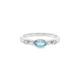 14k White Gold 0.30ctw Blue Topaz Geometric Women's Ring