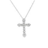 14k White Gold 0.25 ctw Cross Diamond Necklace