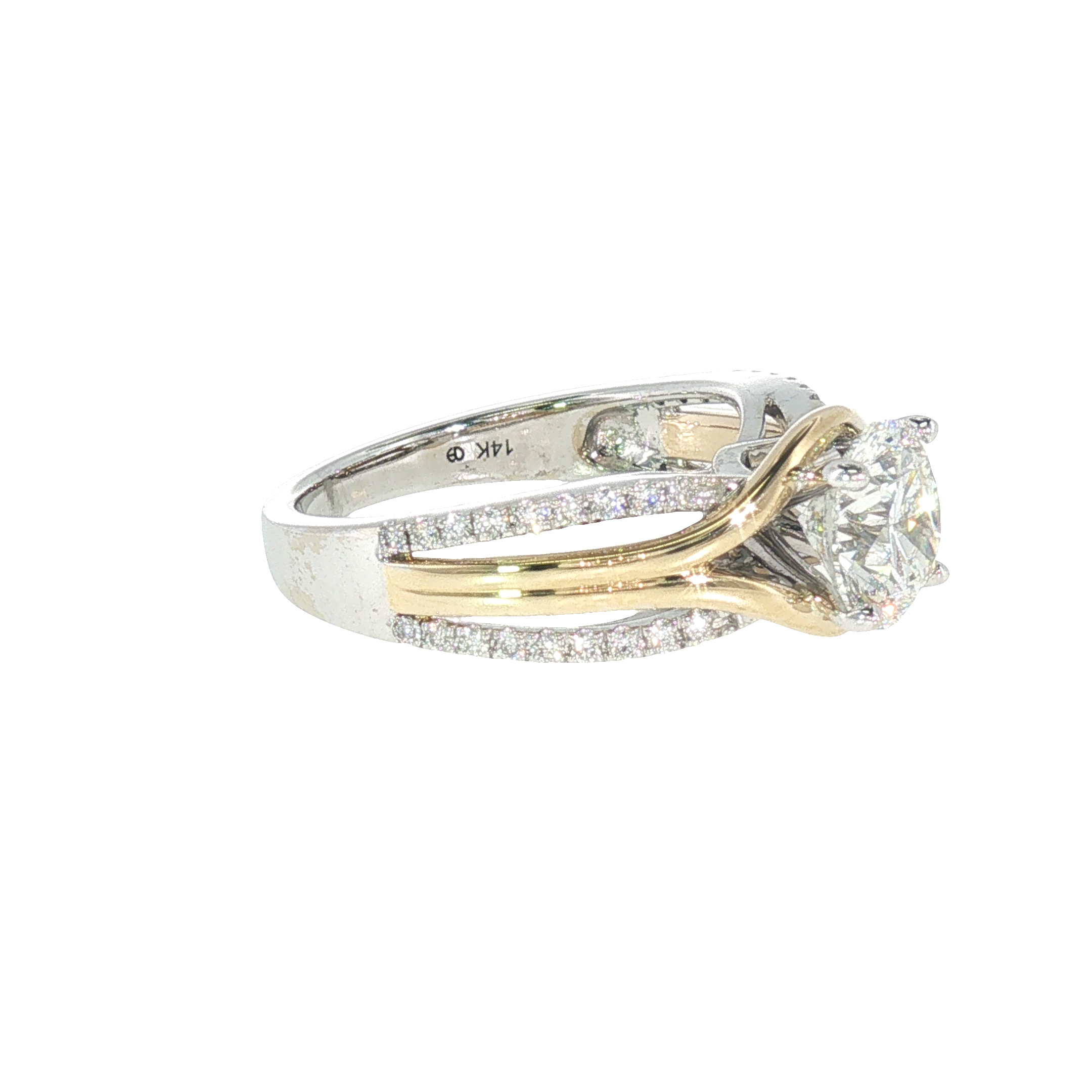 14k Two-tone 1.95 ctw Free Form Diamond Engagement Ring