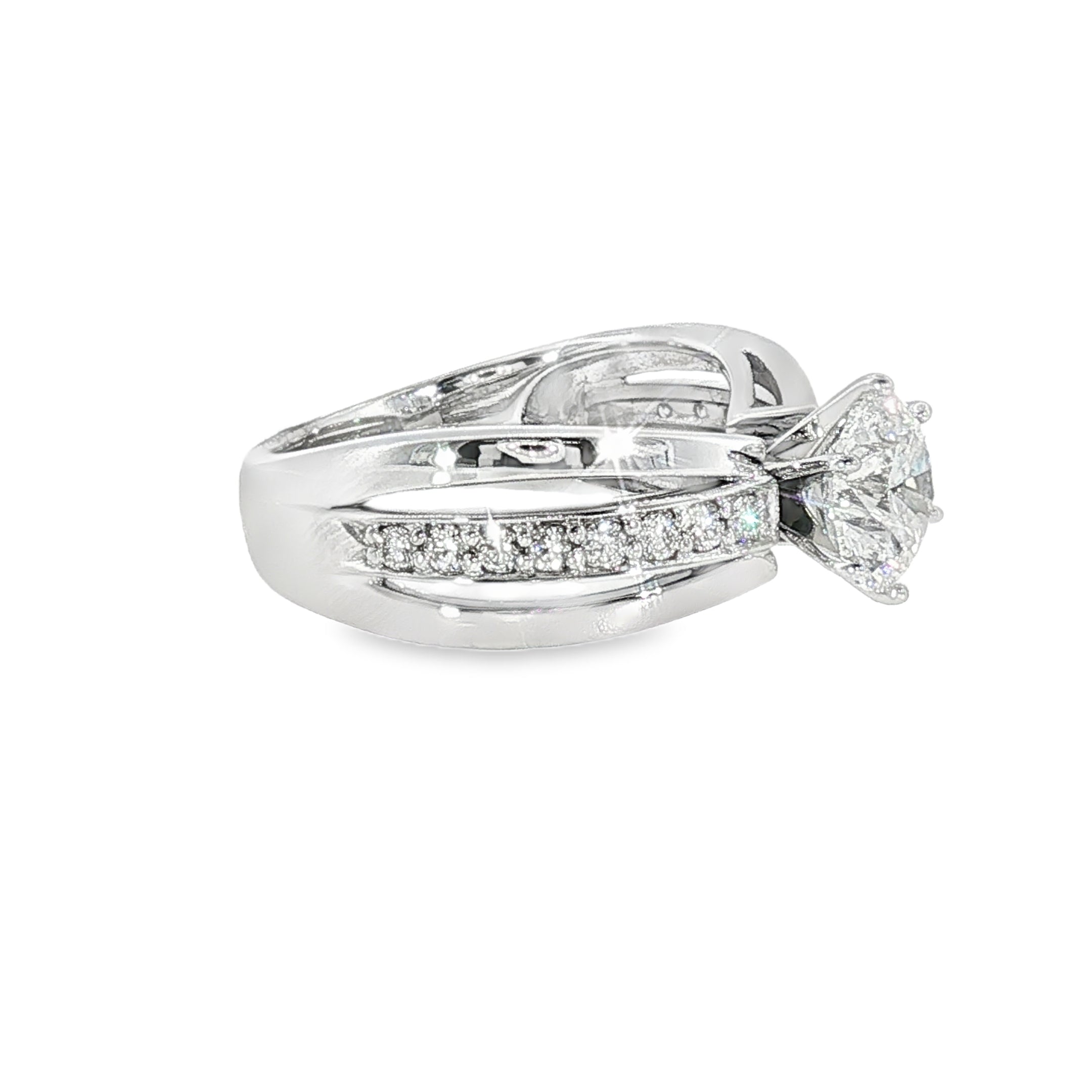 14k White Gold 1.82 ctw Modern Diamond Engagement Ring