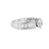 14k White Gold 2.42 ctw Cathedral Diamond Engagement Ring