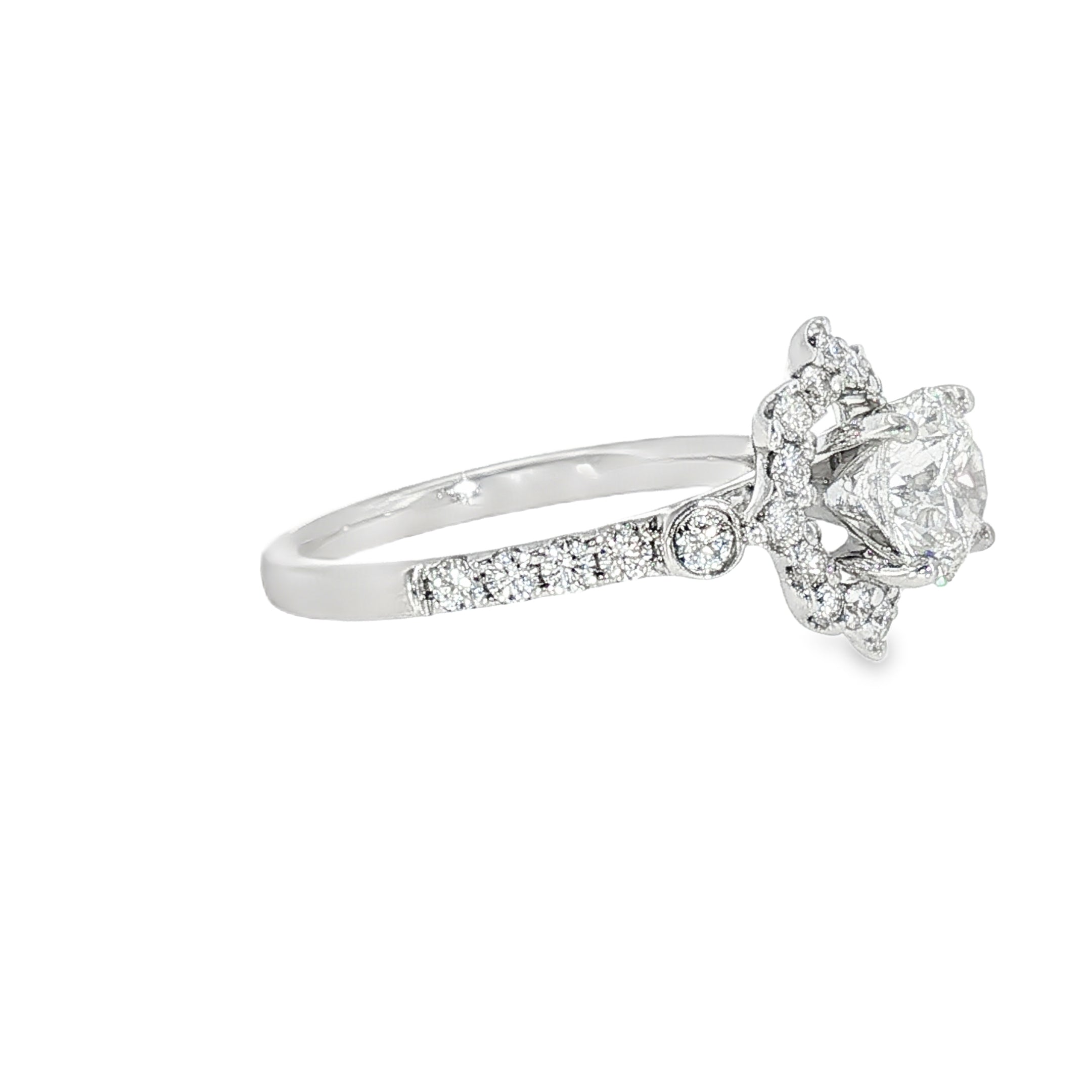 14k White Gold 1.85 ctw Vintage Inspired Diamond Engagement Ring