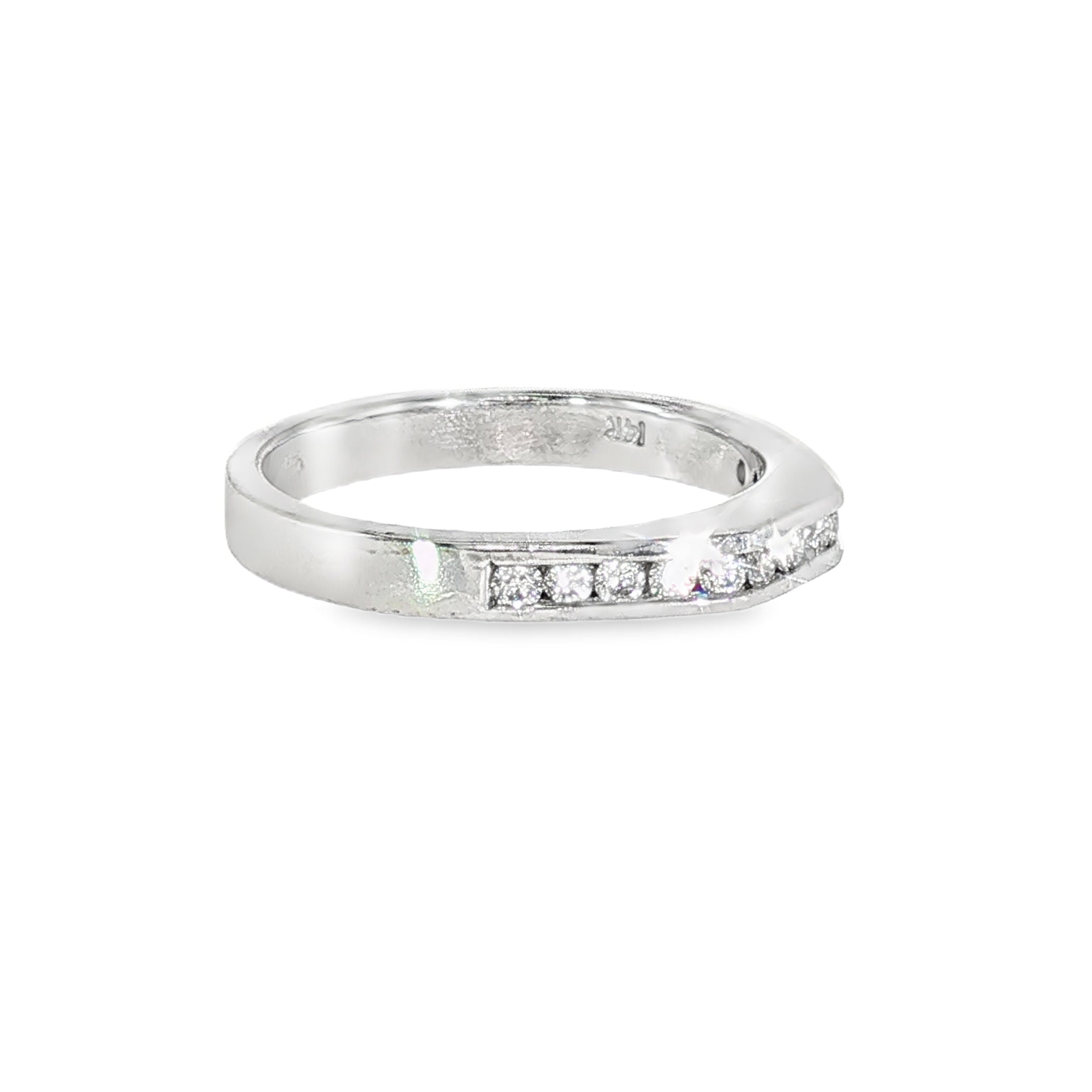 14k White Gold 0.25 ctw Cathedral Flat Top Women's Diamond Wedding Band