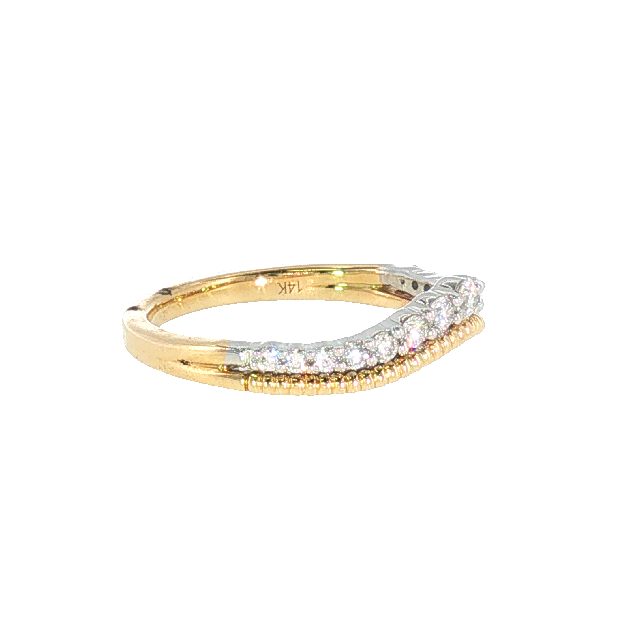 14k Two-tone 0.3 ctw Curved Women's Diamond Wedding Band