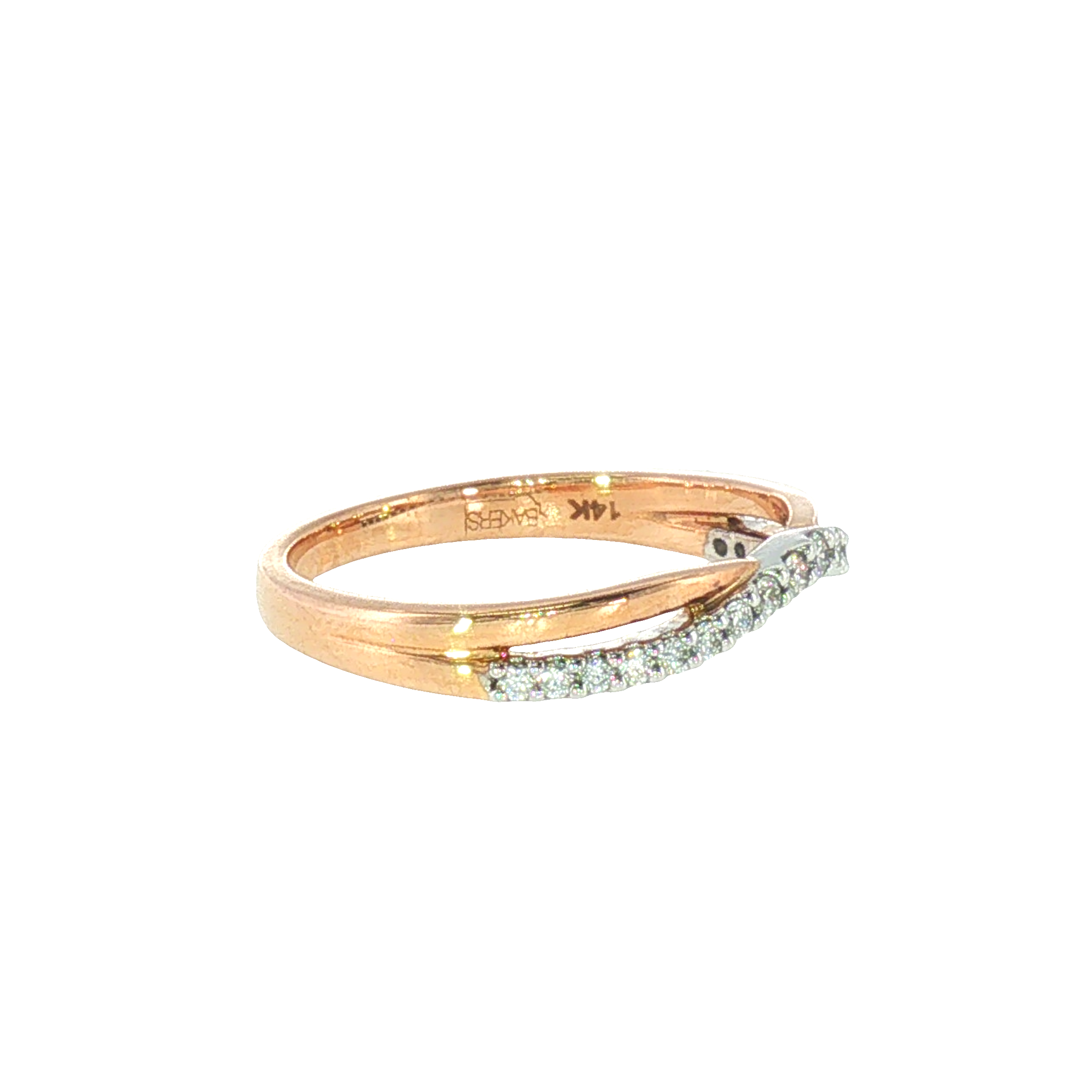 14k Rose Gold 0.17 ctw Curved Women's Diamond Wedding Band