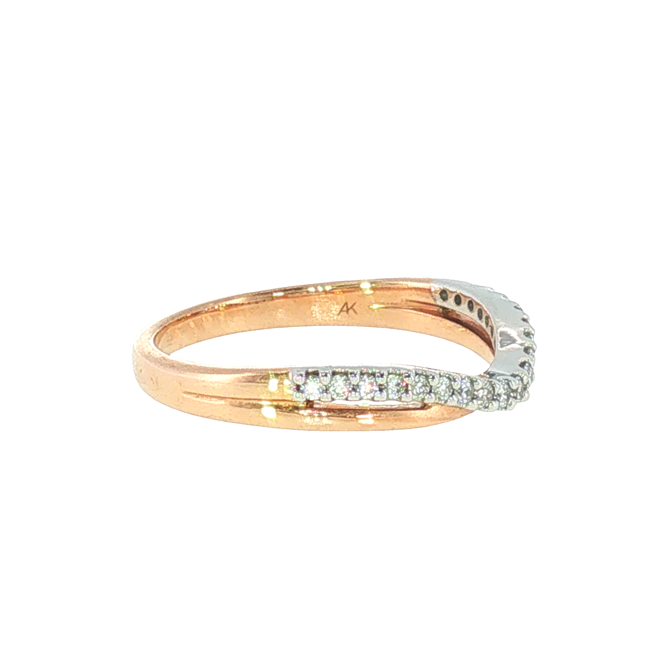 14k Two-tone 0.17 ctw Curved Women's Diamond Wedding Band