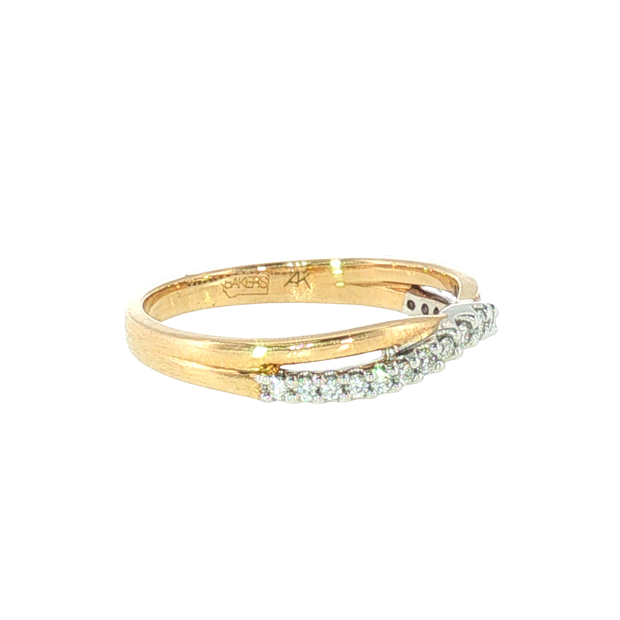 14k Yellow Gold 0.17 ctw Curved Women's Diamond Wedding Band