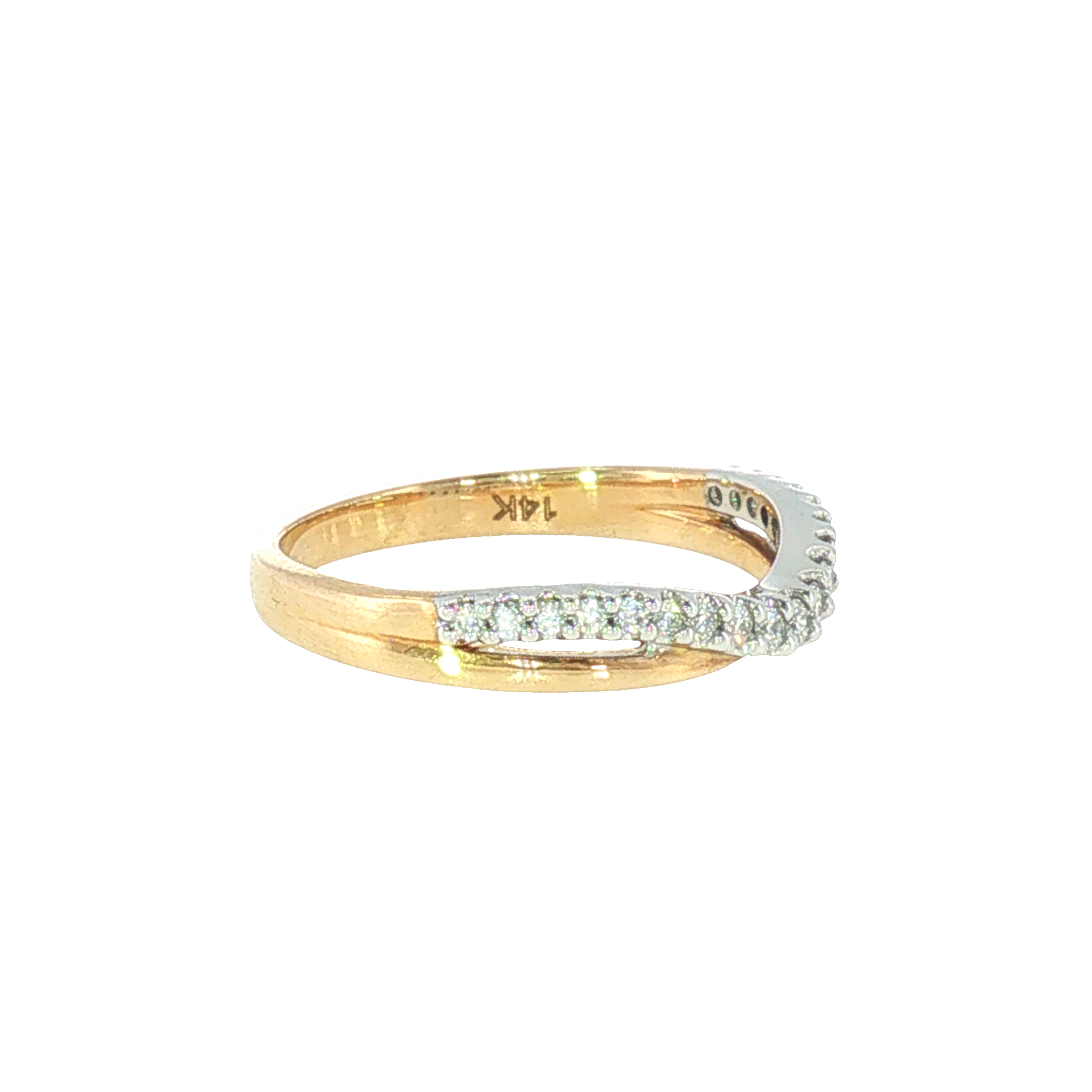 14k Yellow Gold 0.17 ctw Curved Women's Diamond Wedding Band