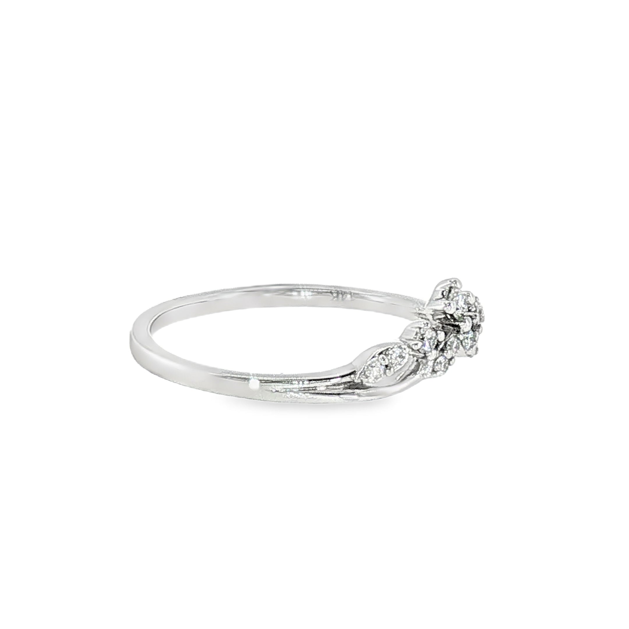 14k White Gold 0.13 ctw Princess Style Women's Diamond Wedding Band