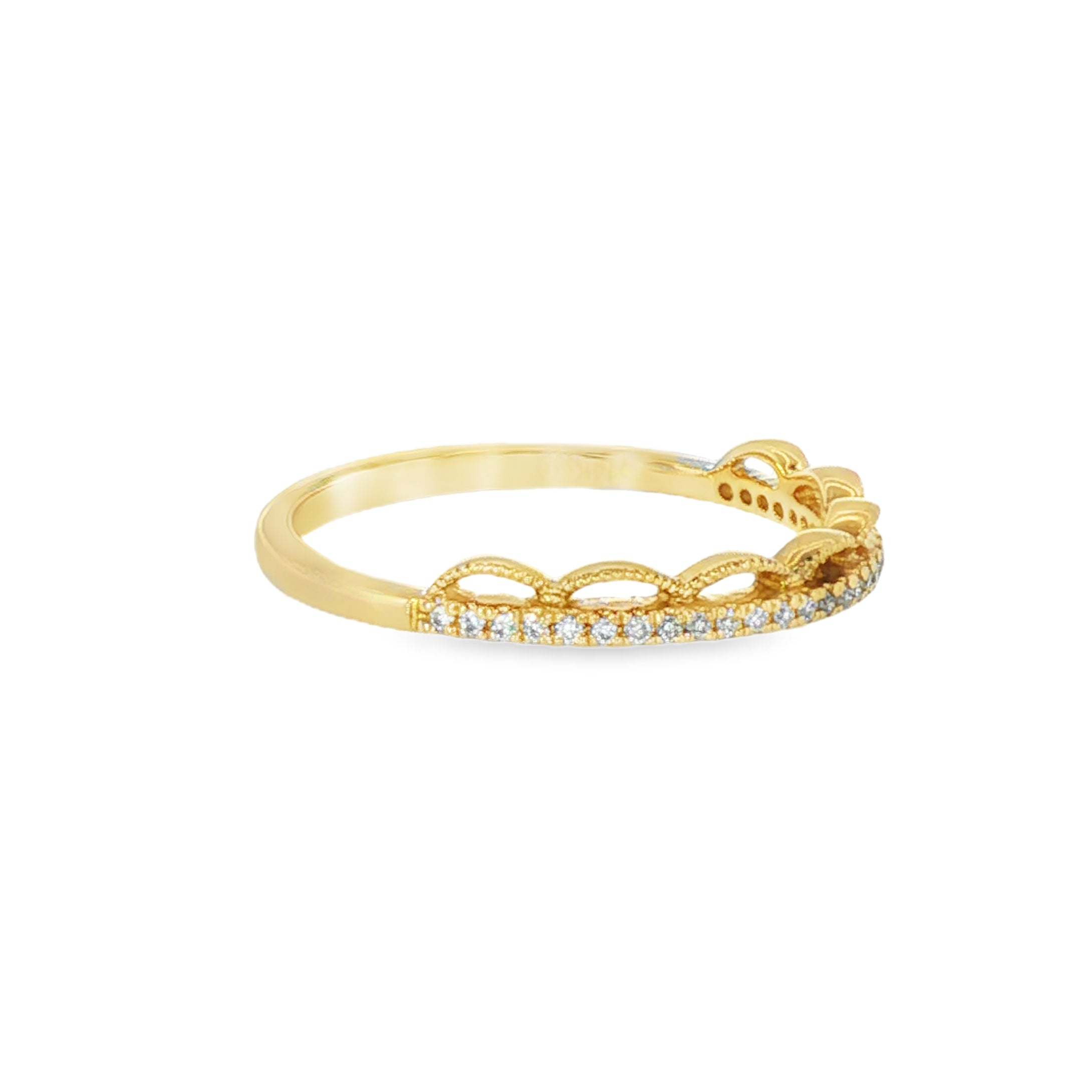 14k Yellow Gold 0.12 ctw Vintage Inspired Women's Diamond Wedding Band