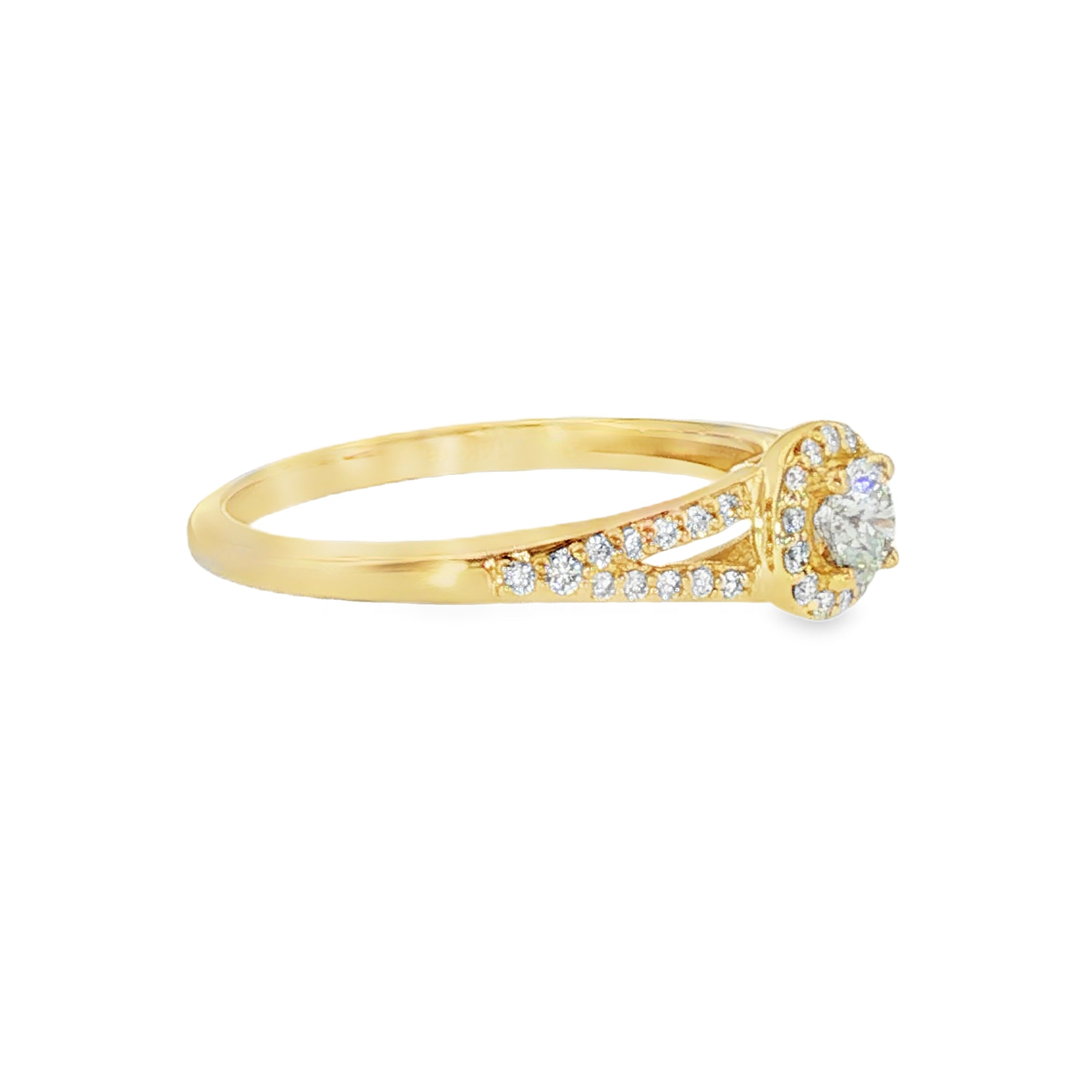 14k Yellow Gold 0.18 ctw Halo Diamond Engagement Ring