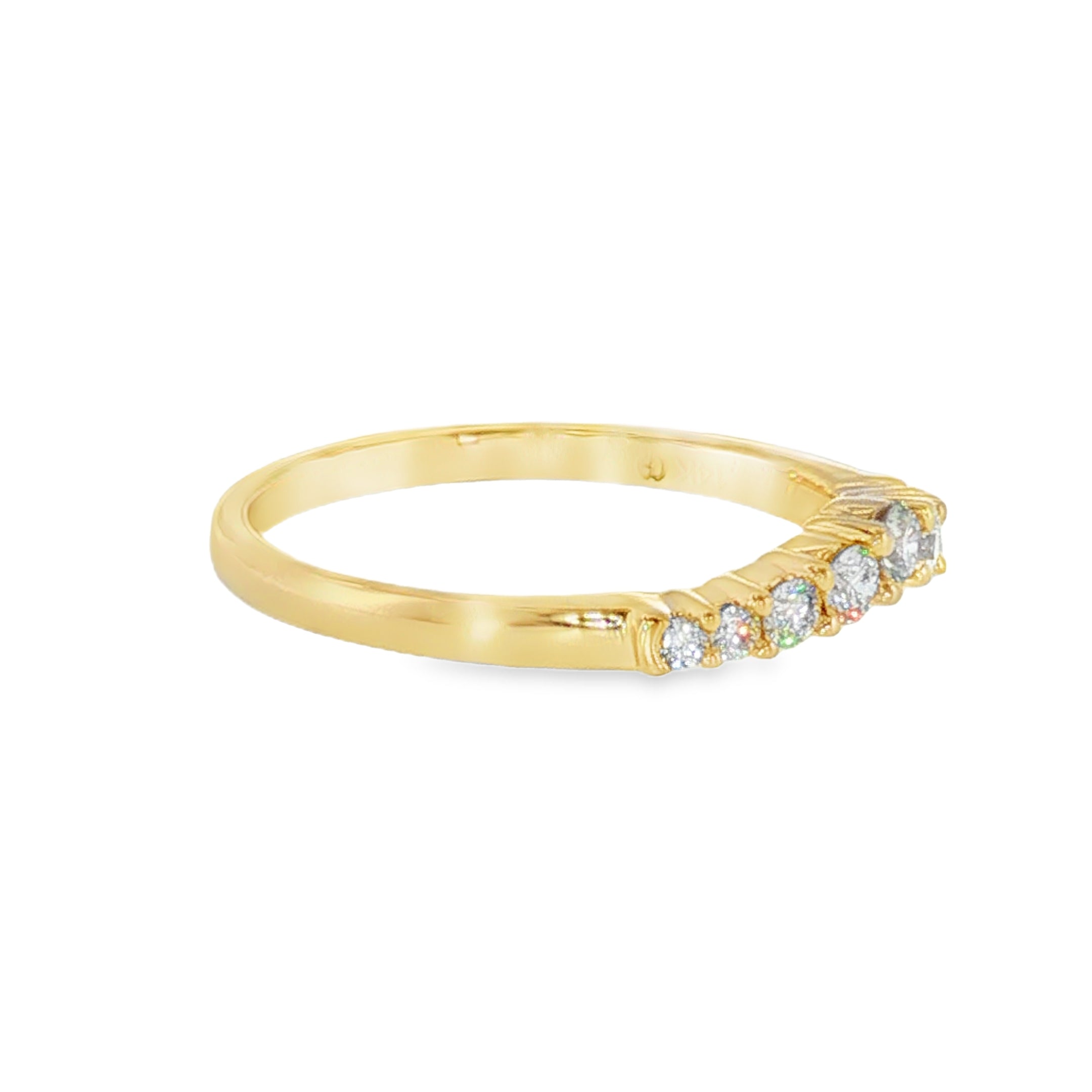14k Yellow Gold 0.206 ctw Curved Women's Diamond Wedding Band