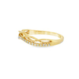 14k Yellow Gold 0.13 ctw Curved Women's Diamond Wedding Band