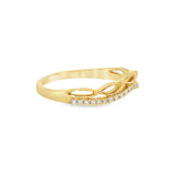14k Yellow Gold 0.13 ctw Curved Women's Diamond Wedding Band