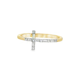 14k Yellow Gold 0.107 ctw Cross Women's Diamond Ring
