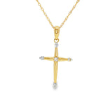 14k Yellow Gold 0.06 ctw Cross Diamond Necklace