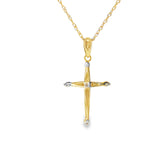 14k Yellow Gold 0.06 ctw Cross Diamond Necklace