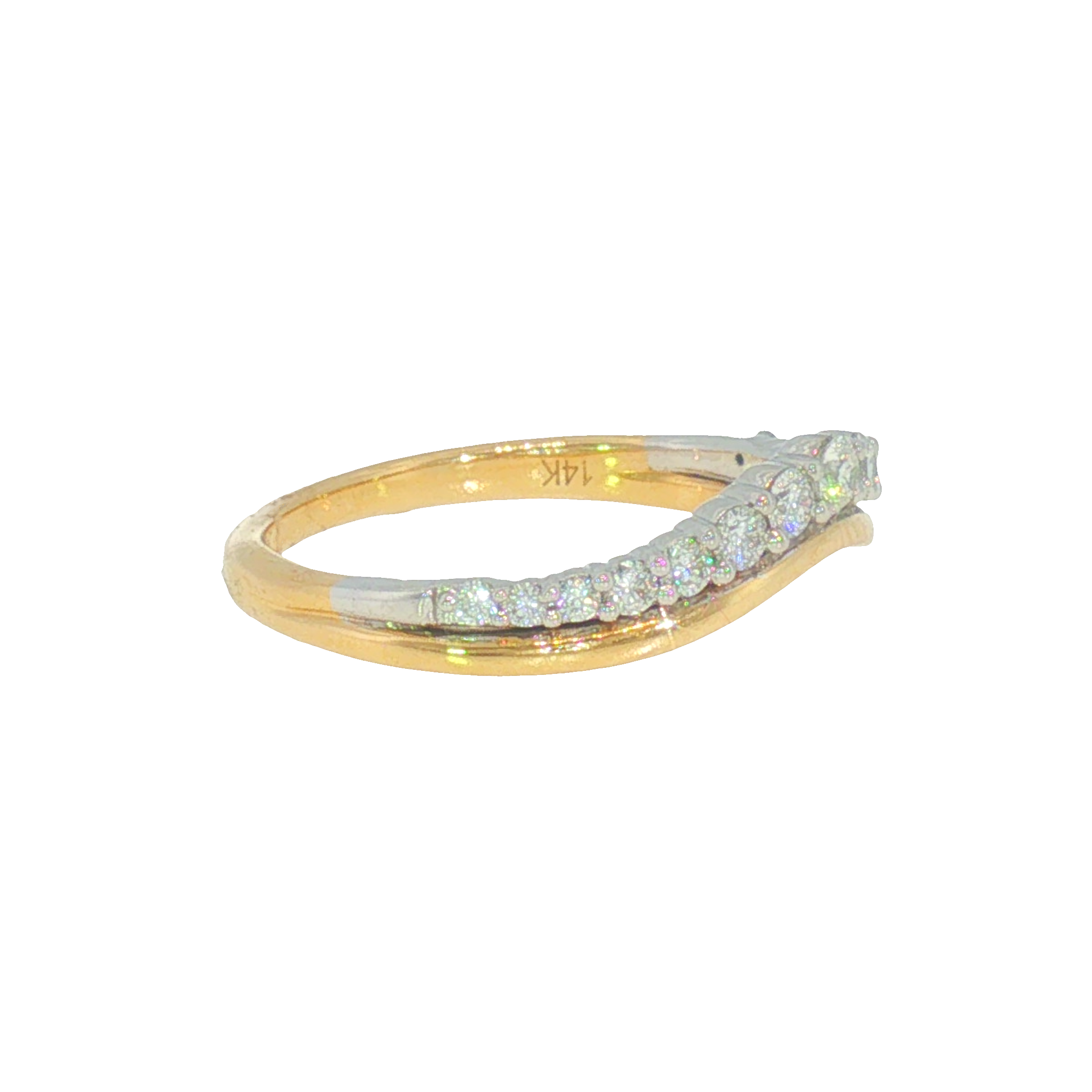 14k Two-tone 0.30 ctw Curved Women's Diamond Wedding Band