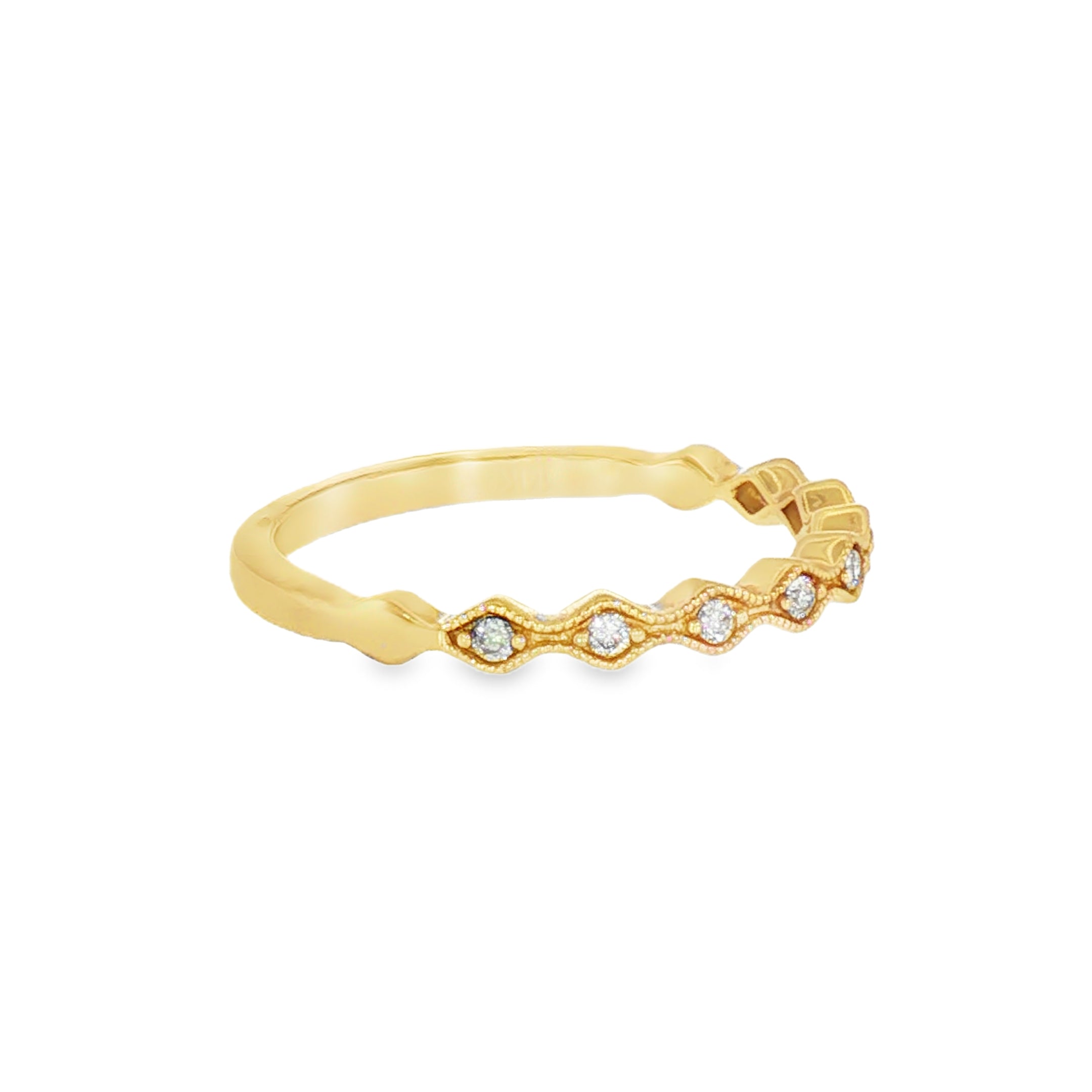14k Yellow Gold 0.08 ctw Vintage Inspired Women's Diamond Wedding Band