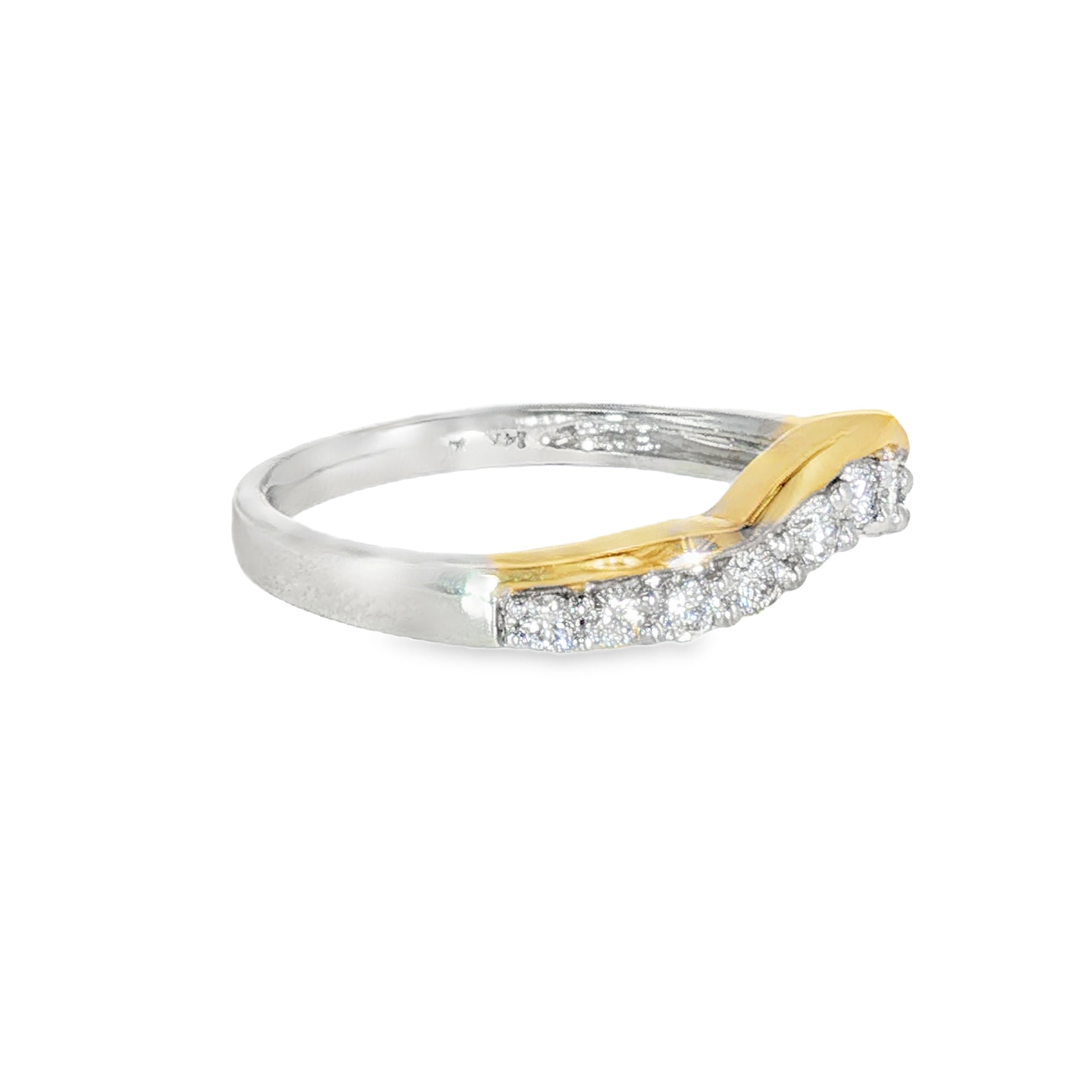 14k Two-tone 0.4 ctw Curved Women's Diamond Wedding Band