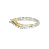 14k Two-tone 0.14 ctw Curved Women's Diamond Wedding Band