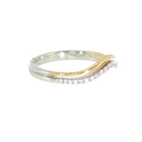 14k Two-tone 0.14 ctw Curved Women's Diamond Wedding Band