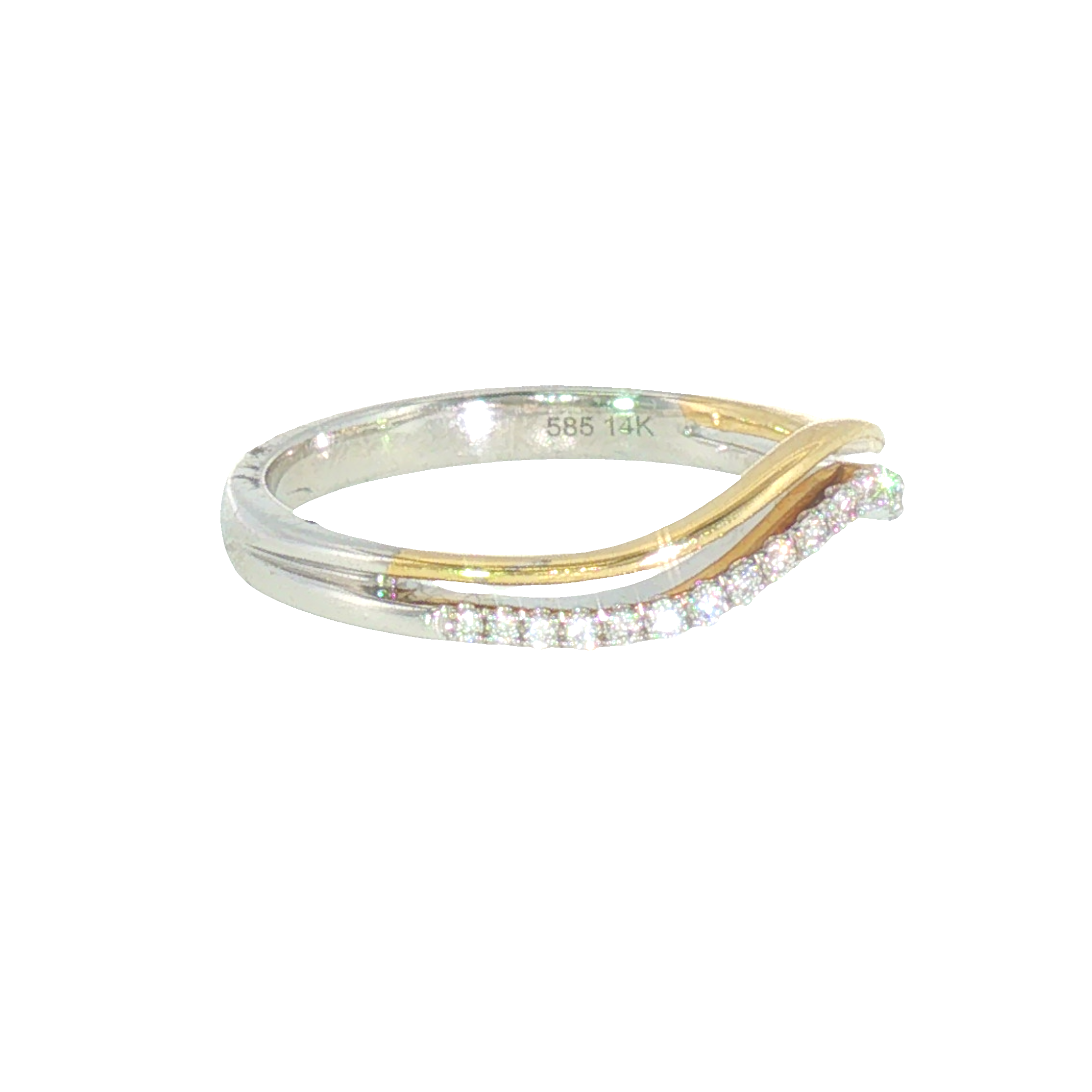 14k Two-tone 0.14 ctw Curved Women's Diamond Wedding Band