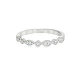 14k White Gold 0.058 ctw Vintage Inspired Women's Diamond Wedding Band