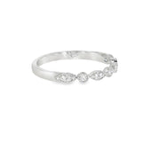 14k White Gold 0.058 ctw Vintage Inspired Women's Diamond Wedding Band