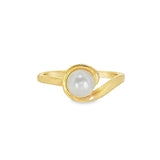 14k Yellow Gold Curved Pearl Ring