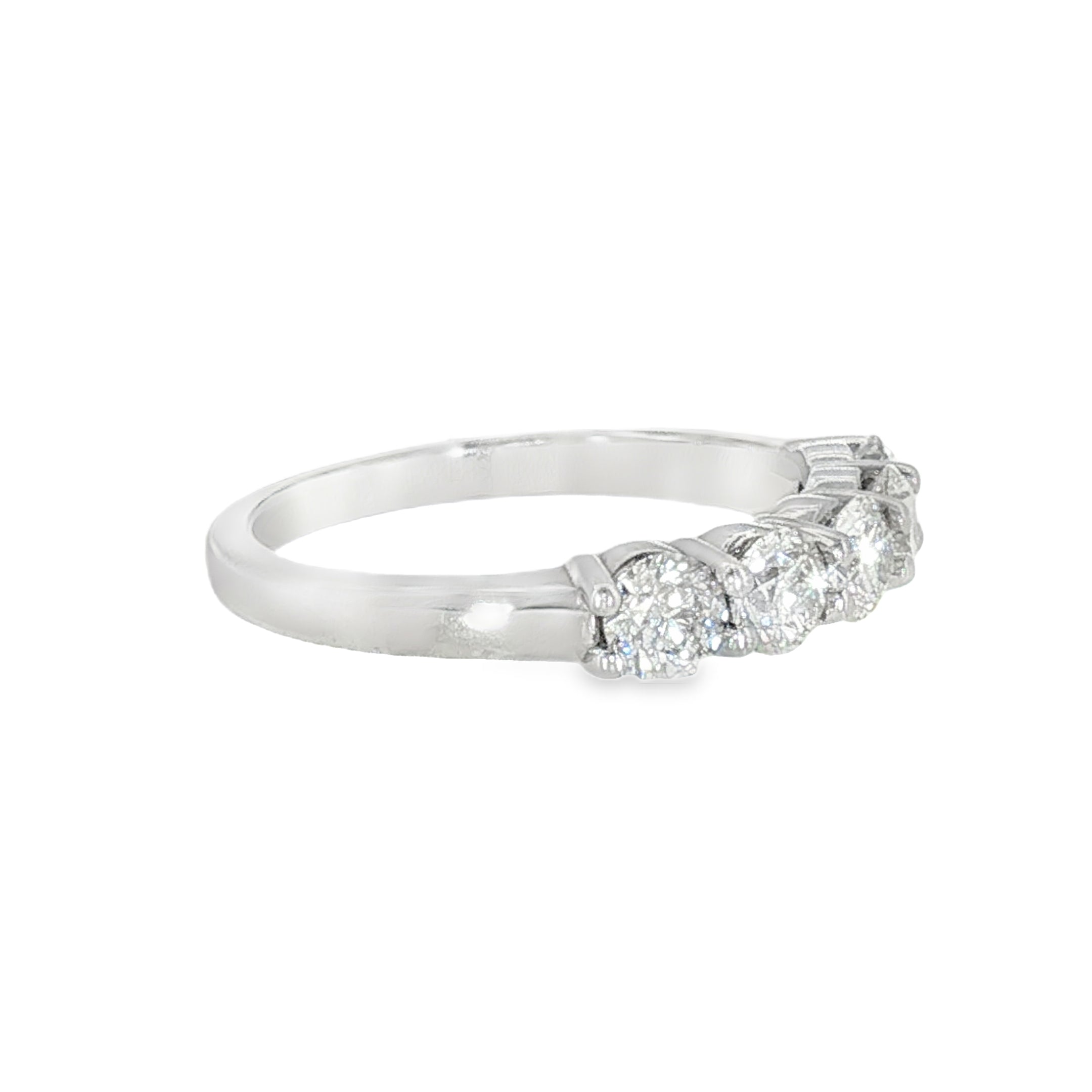 14k White Gold 1 ctw 5 Stone Women's Diamond Wedding Band