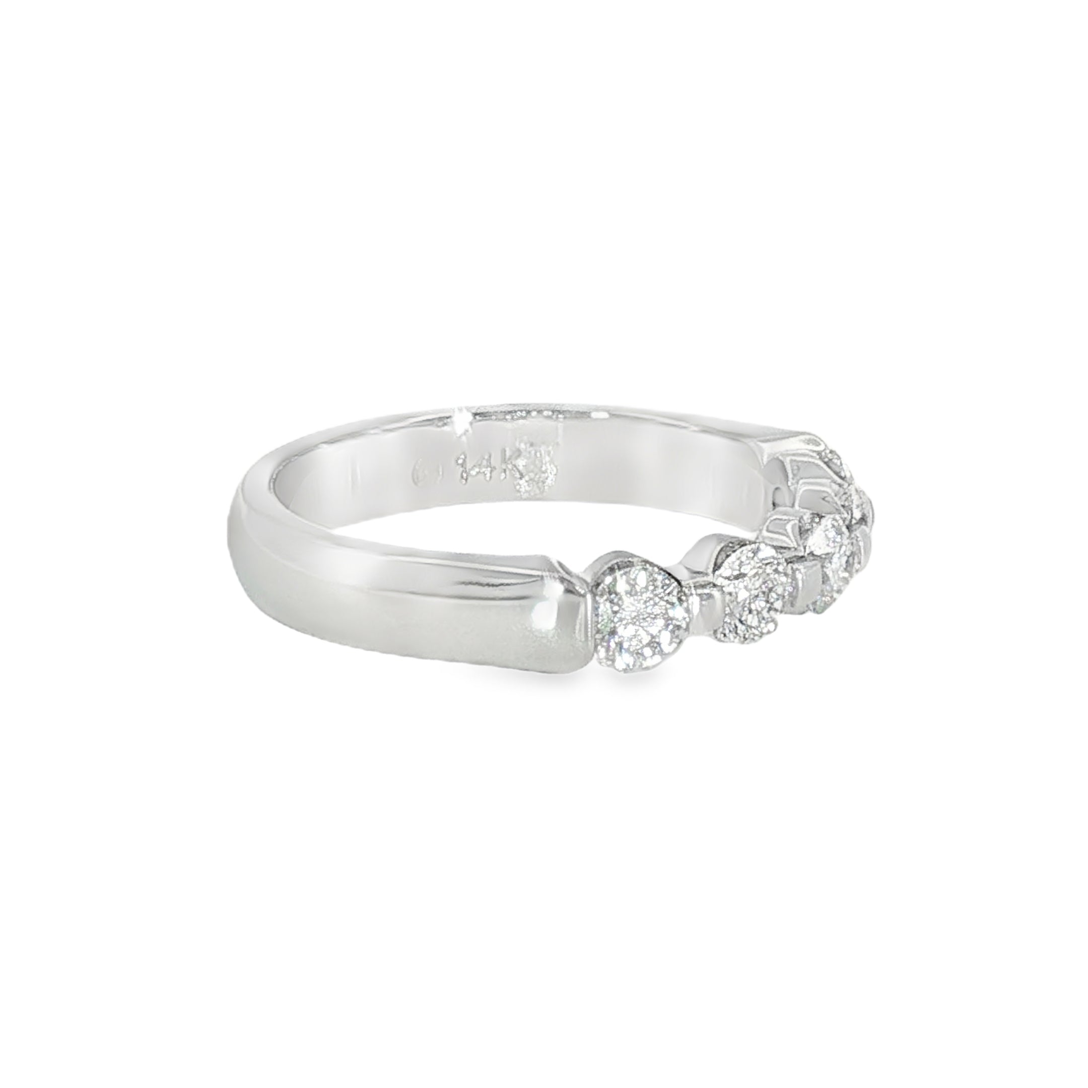 14k White Gold 0.75 ctw 5 Stone Women's Diamond Wedding Band