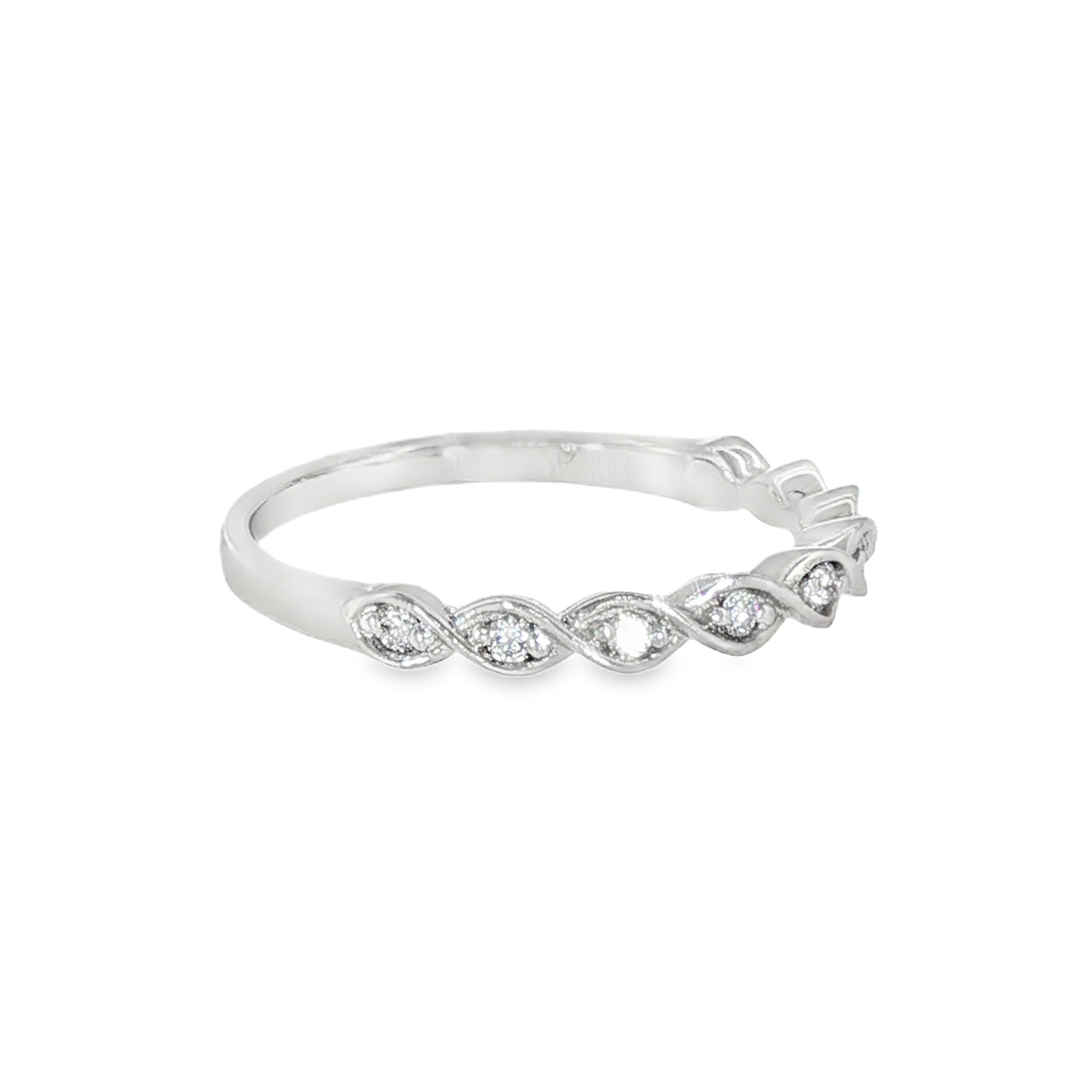 14k White Gold 0.12 ctw Modern Women's Diamond Wedding Band