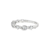 14k White Gold 0.17 ctw Vintage Inspired Women's Diamond Wedding Band