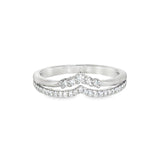 14k White Gold 0.20 ctw Curved Women's Diamond Wedding Band