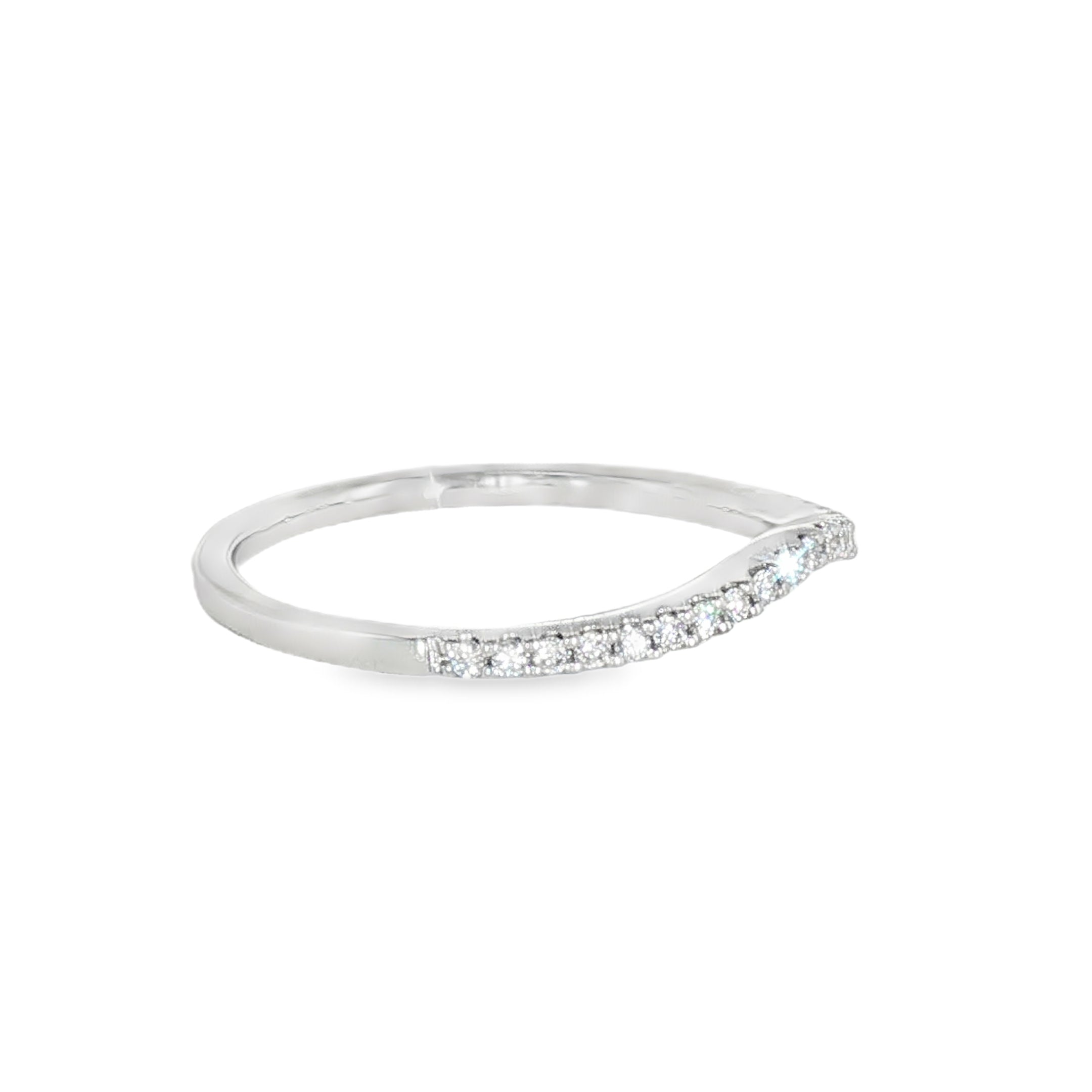 14k White Gold 0.14 ctw Curved Women's Diamond Wedding Band