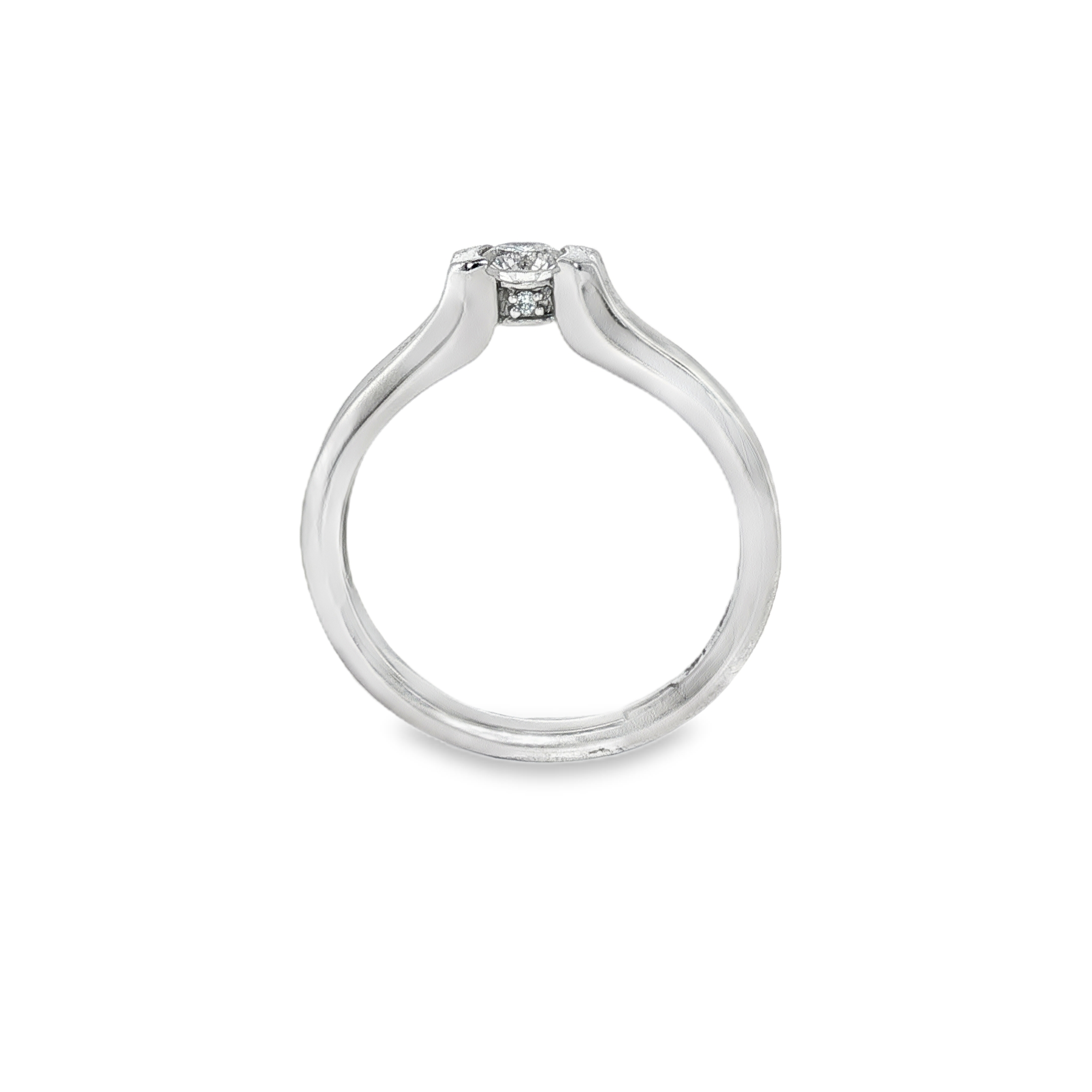 14k White Gold 0.20 ctw Cathedral Diamond Engagement Ring