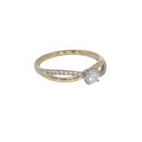14k Two-tone 0.33 ctw Curved Diamond Engagement Ring