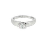 14k White Gold 0.50 ctw Half-Bezel Solitaire Diamond Engagement Ring