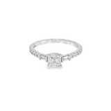 14k White Gold 0.85 ctw Geometric Diamond Engagement Ring