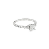 14k White Gold 0.85 ctw Geometric Diamond Engagement Ring