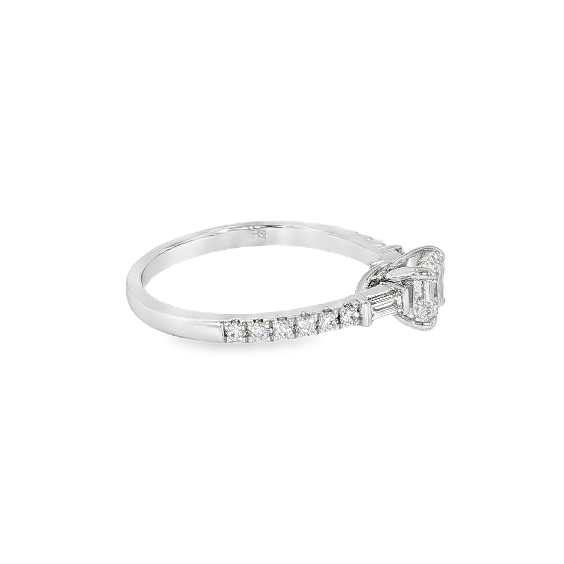 14k White Gold 0.85 ctw Geometric Diamond Engagement Ring