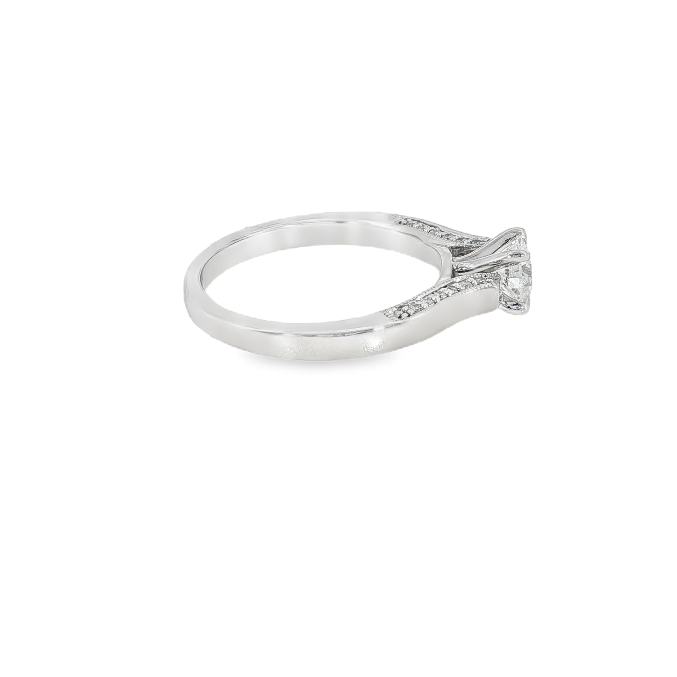 14k White Gold 0.59 ctw Cathedral Diamond Engagement Ring