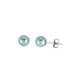 14k White Gold Stud Grey Pearl Earrings