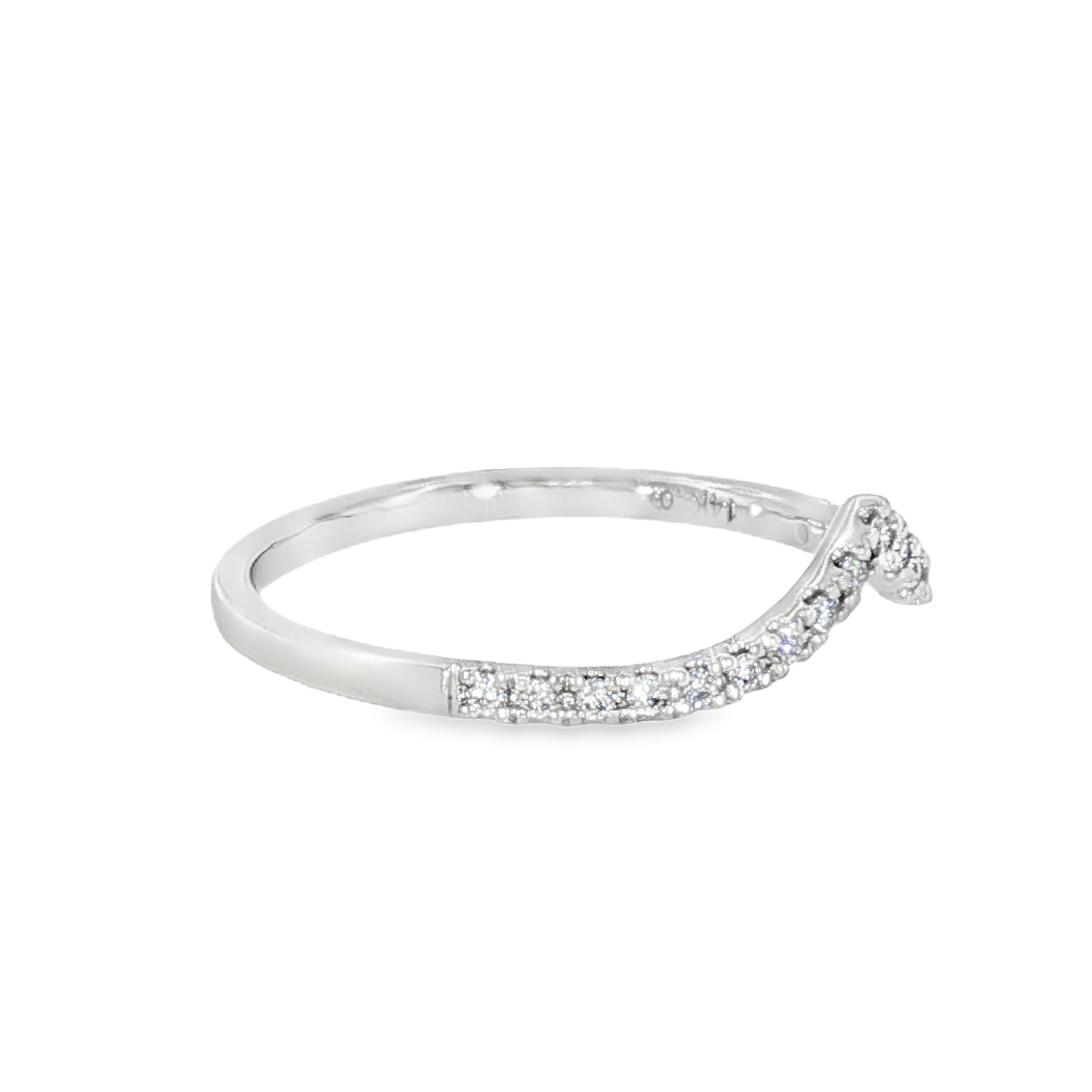 14k White Gold 0.10 ctw Curved Women's Diamond Wedding Band