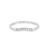 14k White Gold 0.04 ctw Curved Women's Diamond Wedding Band