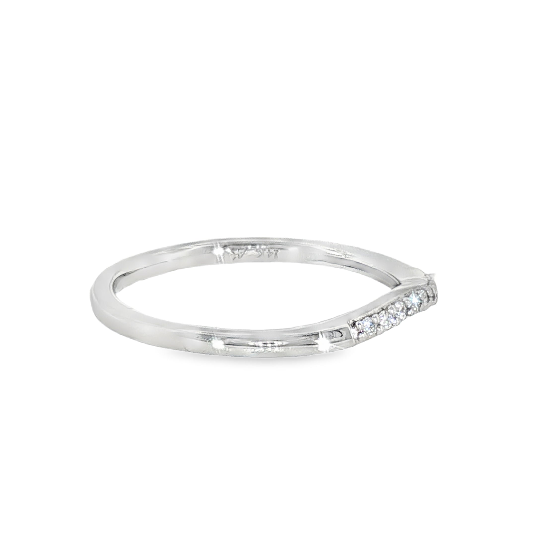 14k White Gold 0.04 ctw Curved Women's Diamond Wedding Band
