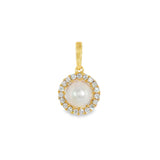 14k Yellow Gold Pearl Halo Pendant